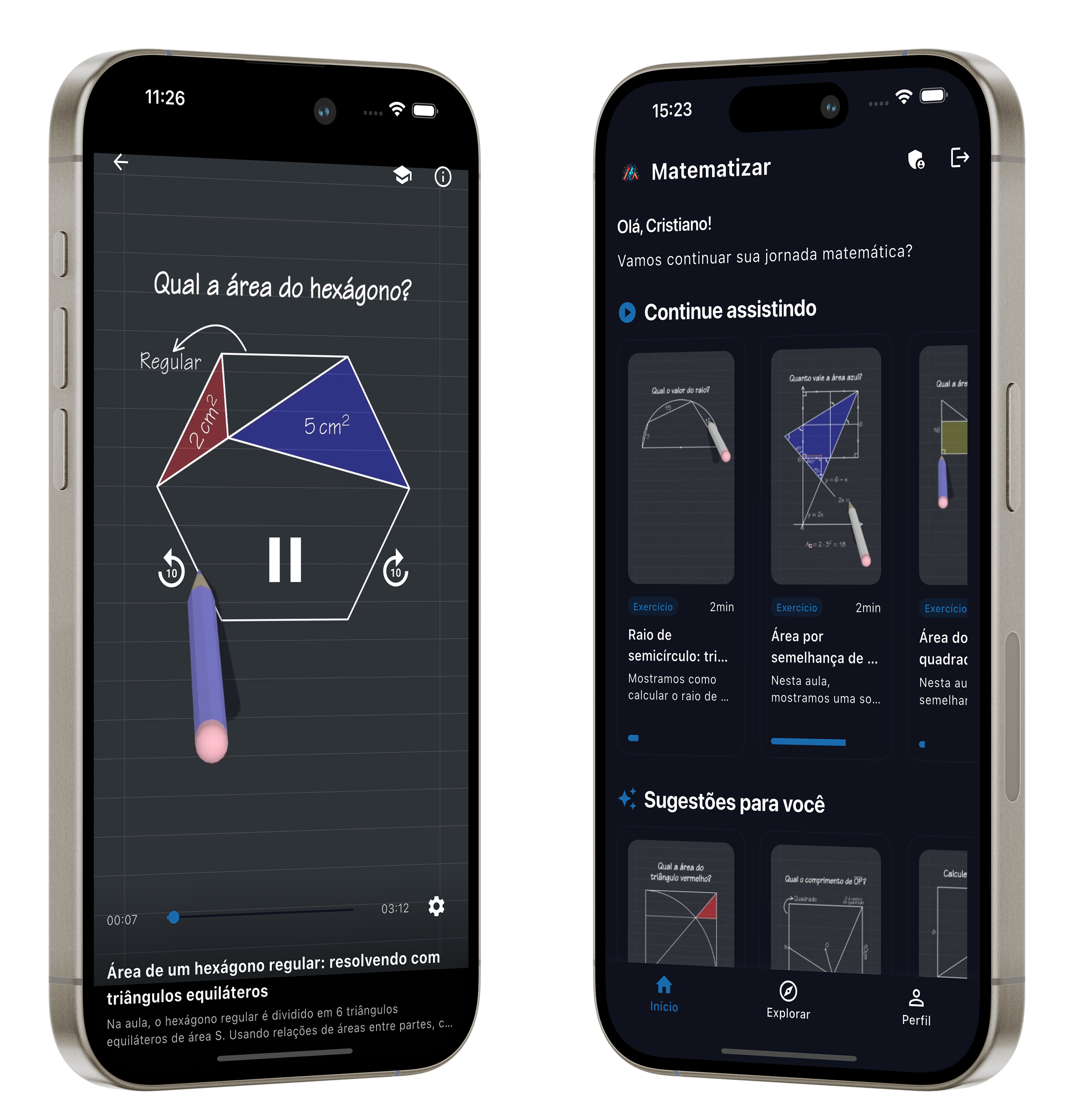 Mockup do app Matematizar